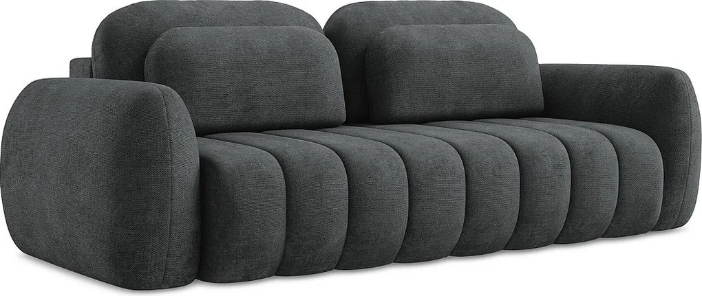 Kanapa 3-osobowa z funkcją spania - z tkaniny szenilowej - ciemny szary - PELE