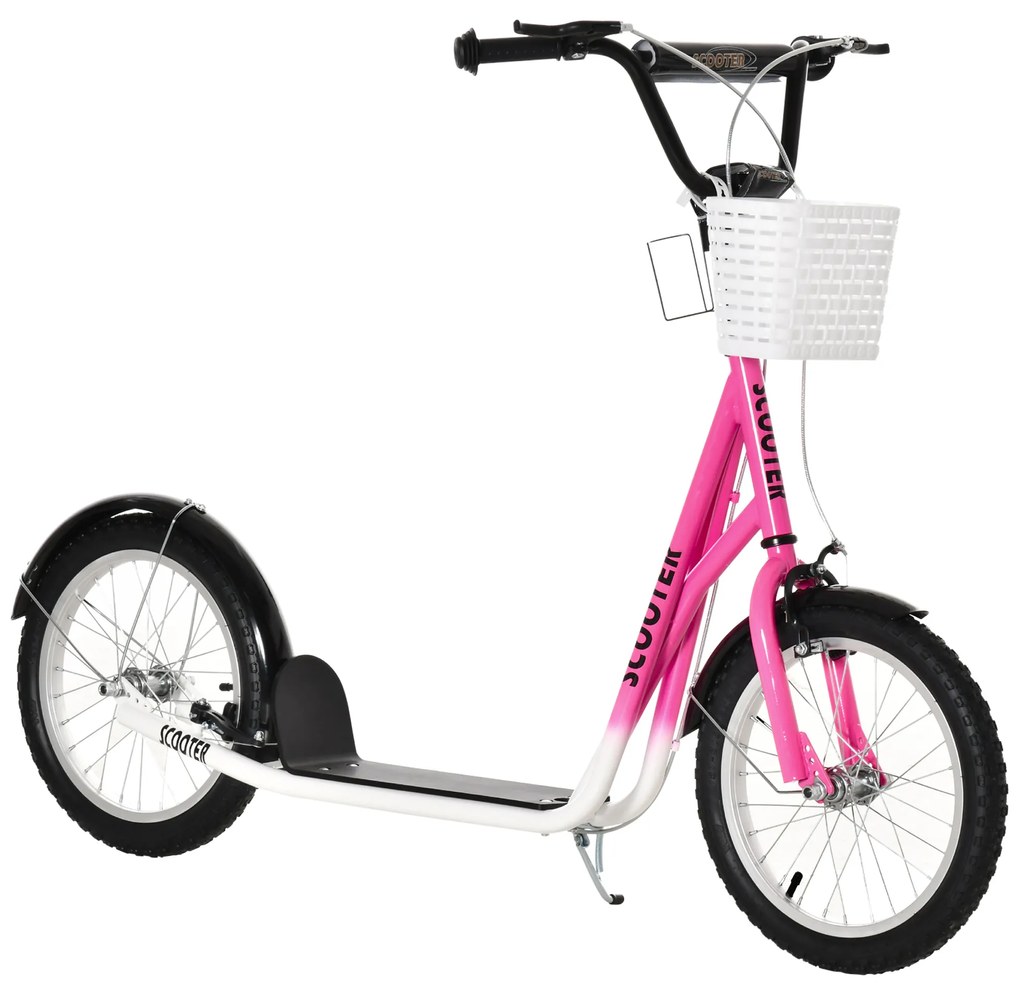 HOMCOM Hulajnoga dziecięca od 5 do 12 lat regulacja wysokości różowy biały