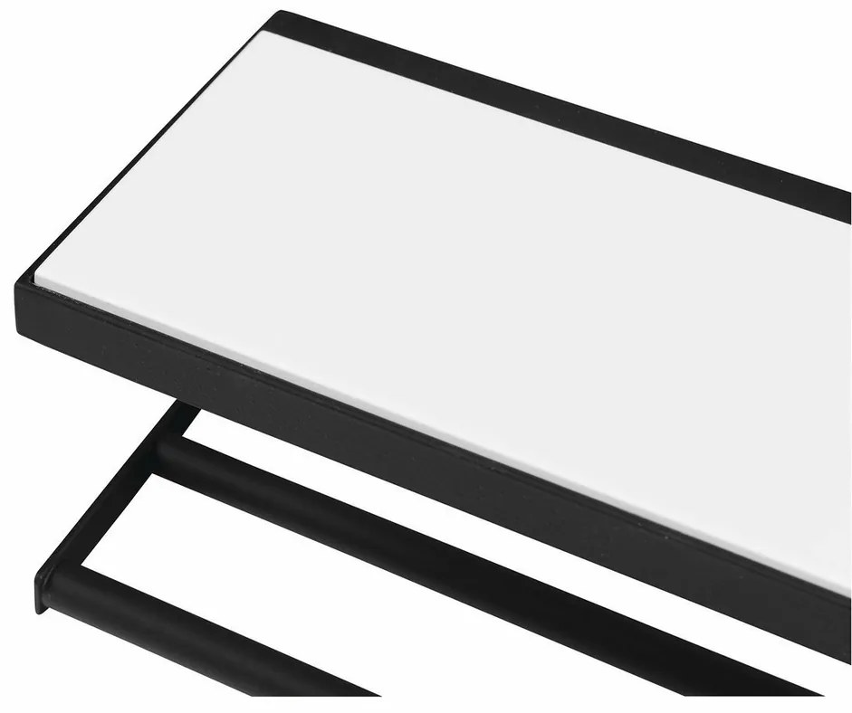 SAPHO Ska401 Ska Półka ścienna 45 x 14 x 16 cm, czarny mat z białym blatem MDF