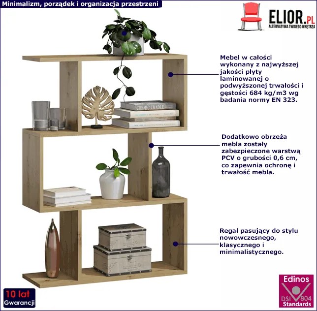 Nowoczesny dziecięcy regał na zabawki dąb artisan S7-F93