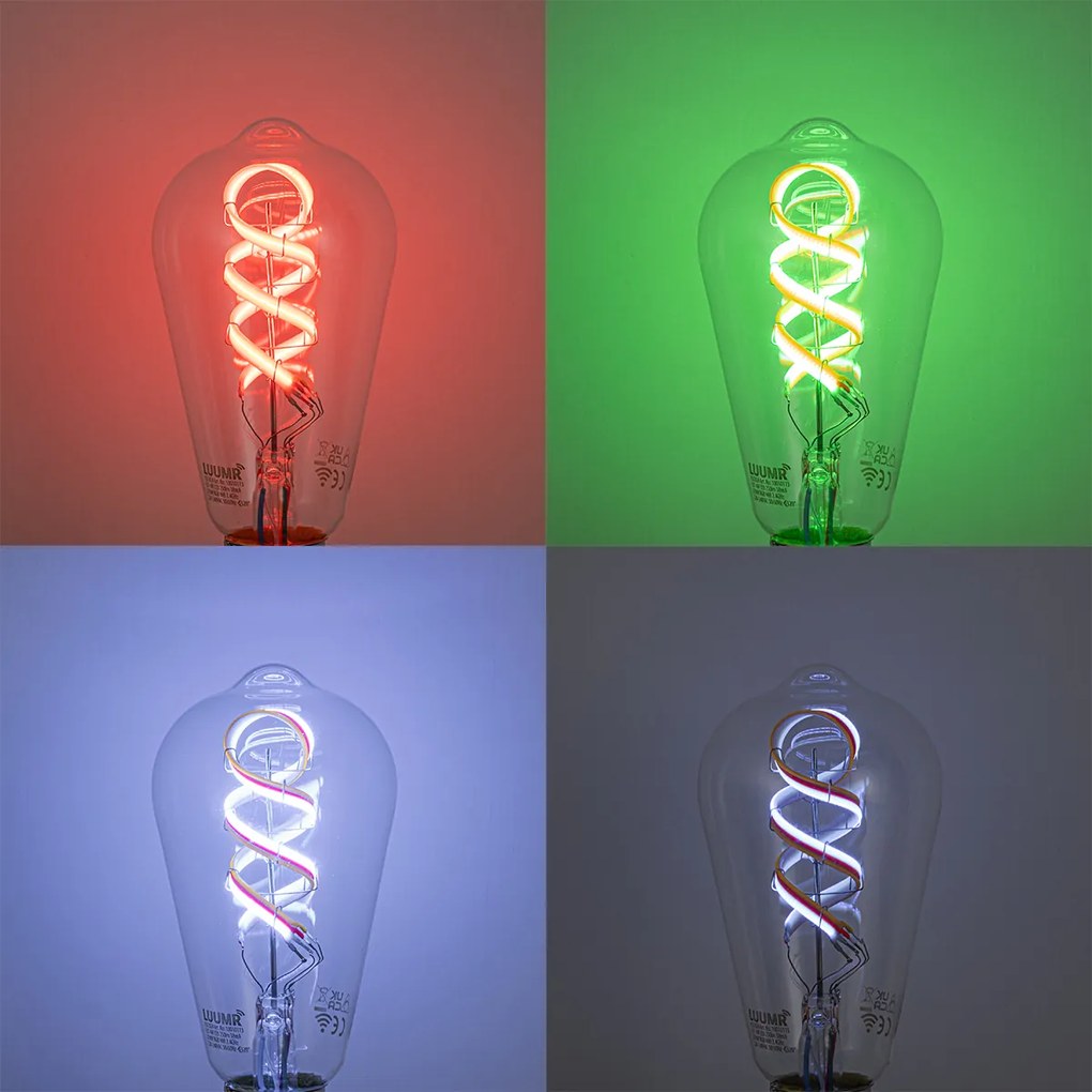 Inteligentne ściemnialne żarówki LED E27 ST64 RGBW 4W 250lm 2700K