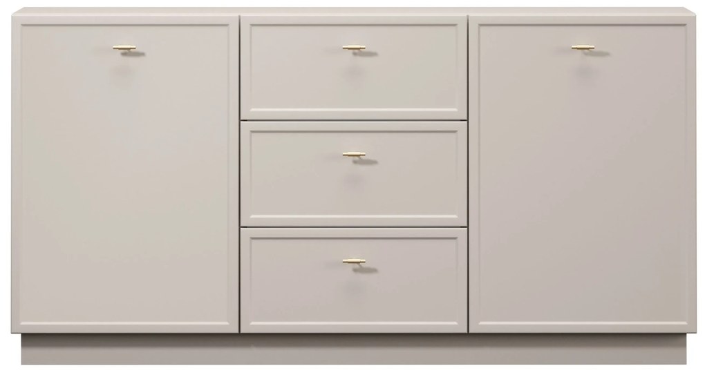 Komoda Lorini 150 cm z szufladami - kaszmir / złote uchwyty T-bar