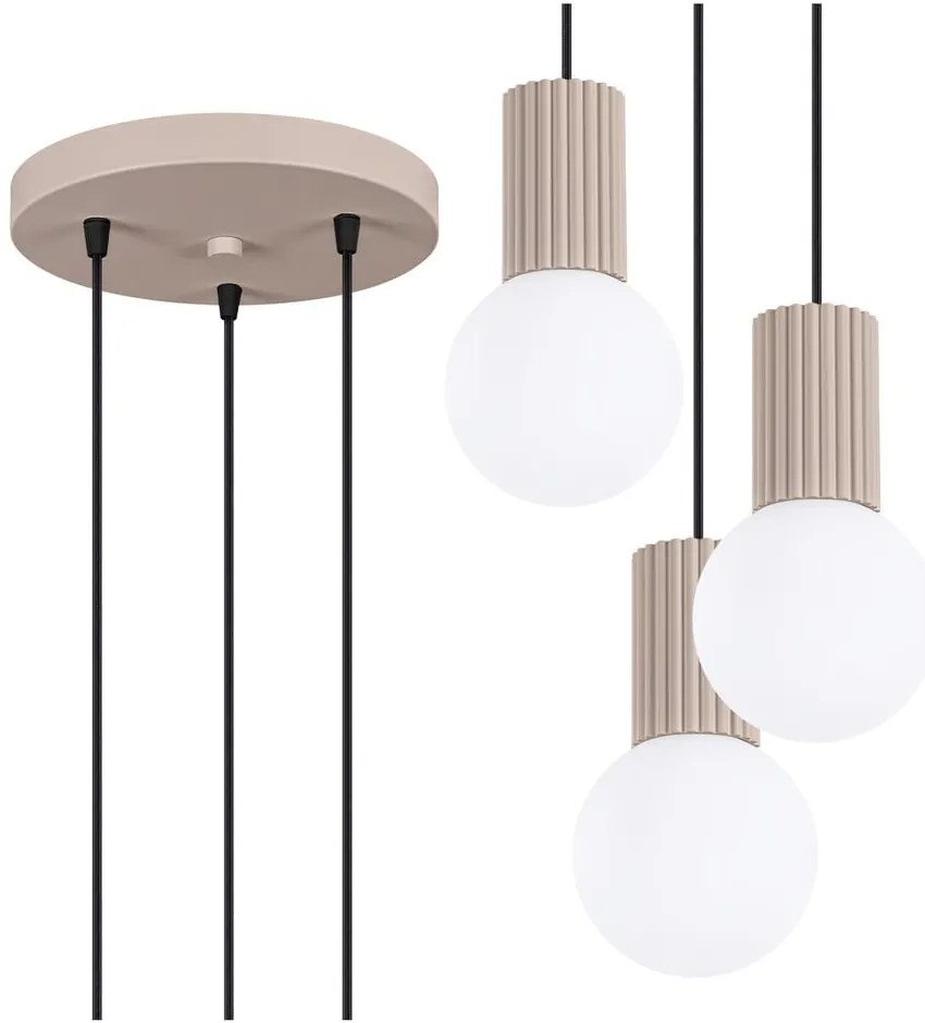 Szarobrązowa lampa wisząca ze szklanym kloszem ø 25 cm Orbital – Nice Lamps