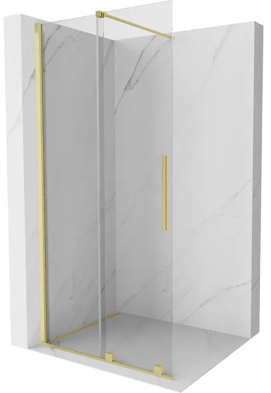 Mexen Velar ścianka prysznicowa rozsuwana Walk-in 90 x 200 cm, transparent 8 mm, złota szczotkowana - 871-090-000-03-55