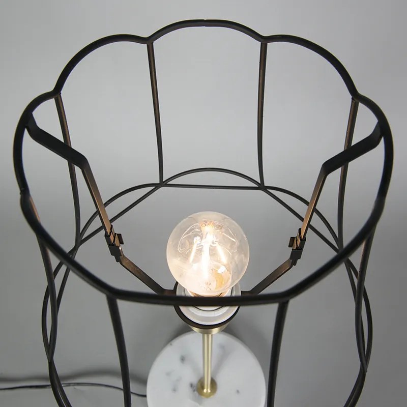 Lampa stołowa Retro z mosiężną ramą babci czarna 30 cm - Kaso Retro Oswietlenie wewnetrzne