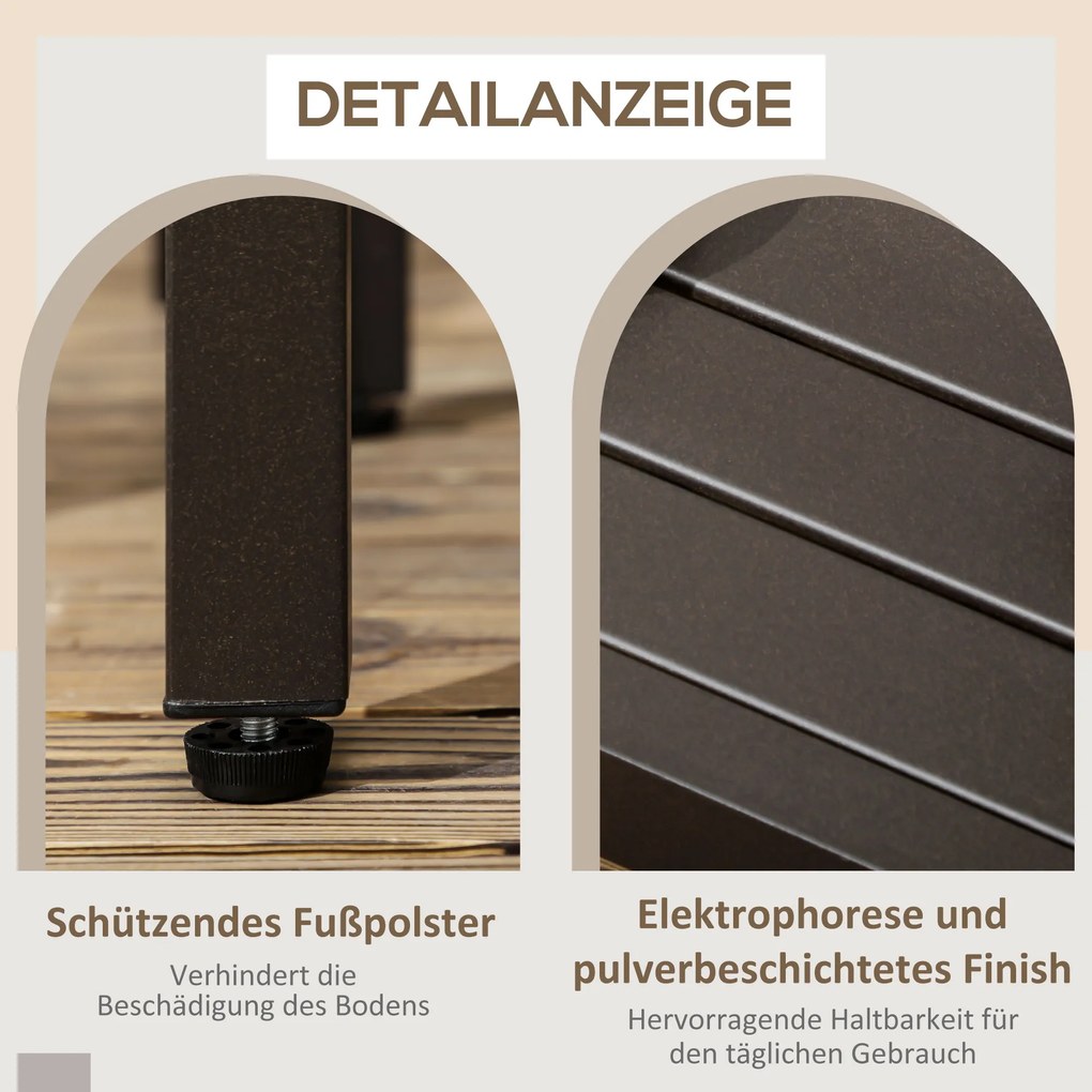 Outsunny Stolik Kawowy Ogrodowy Efekt Drewna Stalowy Design na Balkon | Aosom PL