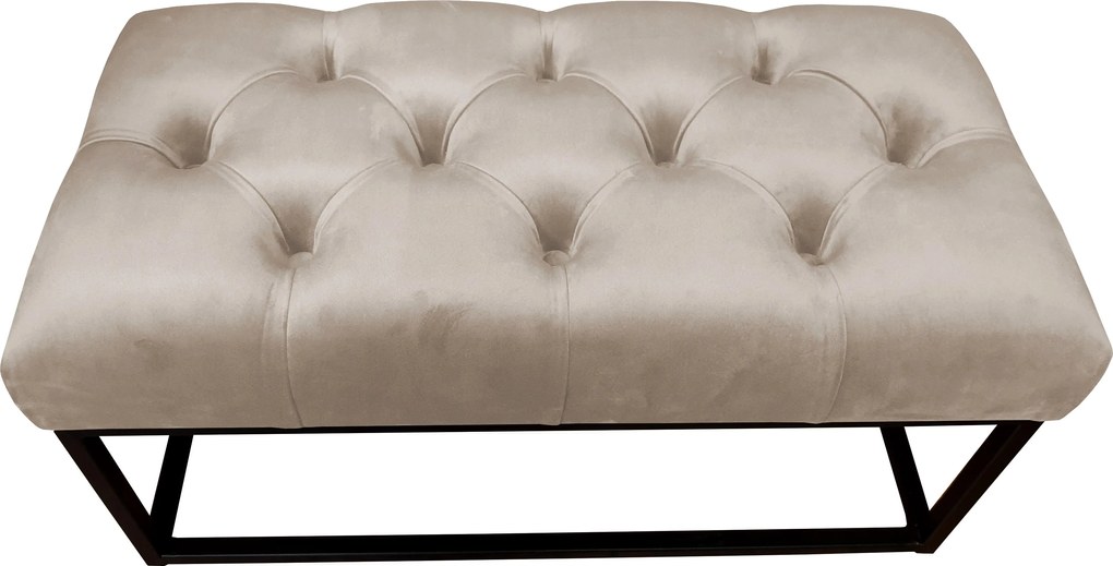 Ławka CHESTERFIELD tkanina Welur loft ławka metal : Kolor Stelaża - Czarny , Kolor tkaniny - VELVET - MG09, Typ tkaniny - Velvet