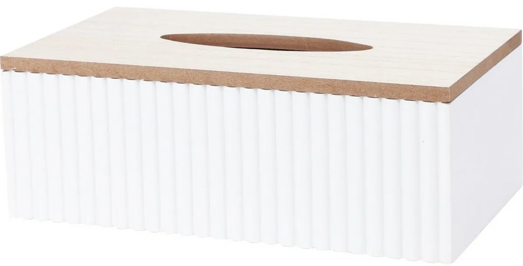 Pudełko na chusteczki higieniczne Stripes biały, 25 x 13,5 x 9 cm