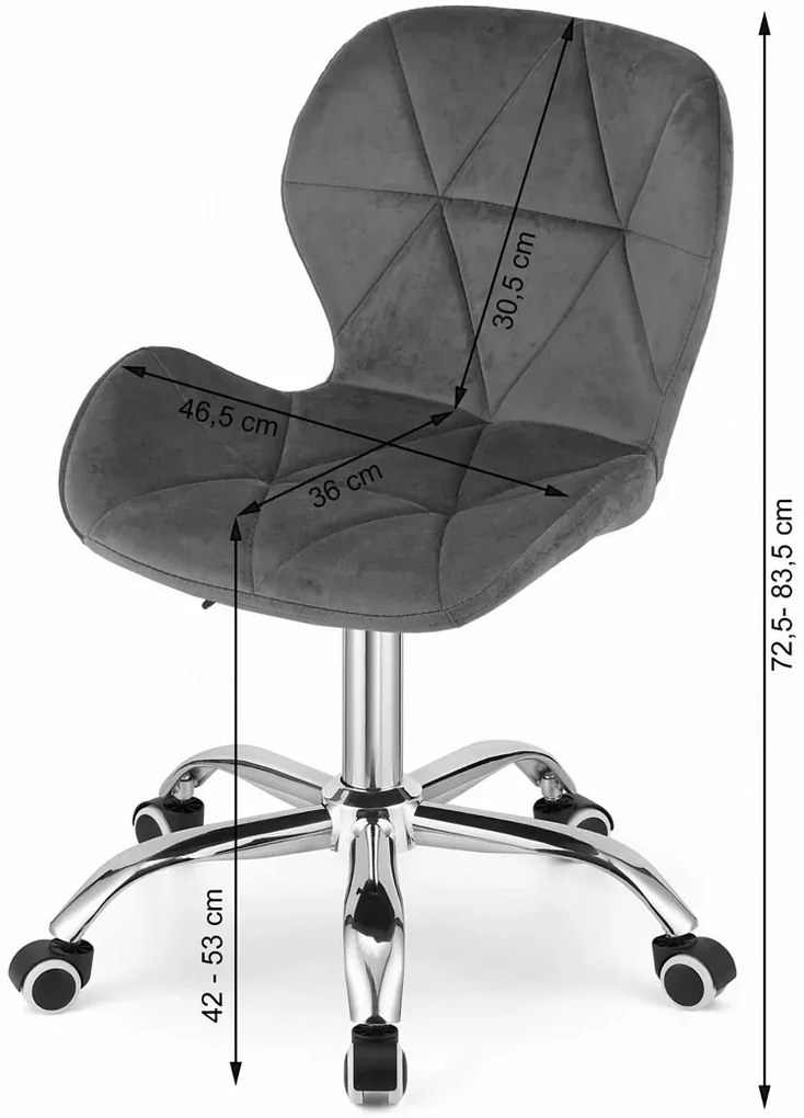 Welurowy pikowany fotel obrotowy ciemny róż A4-R41