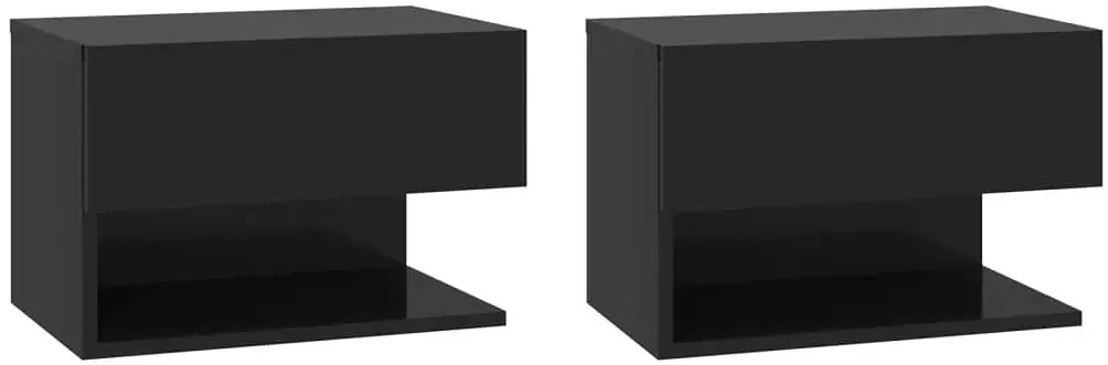 Komplet Czarnych Wiszących Szafek Nocnych M1-H02