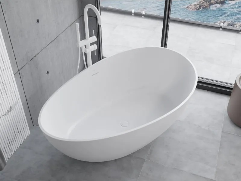 Mexen Parma wanna wolnostojąca z konglomeratu 160 x 95 cm, biała mat - 57231609500