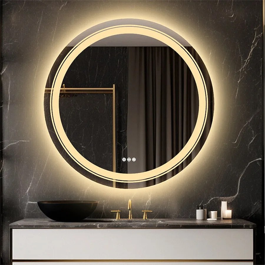 Lustro łazienkowe okrągłe LED 80x80cm lustro ścienne ze zintegrowanym oświetleniem antyparowe 80x80cm