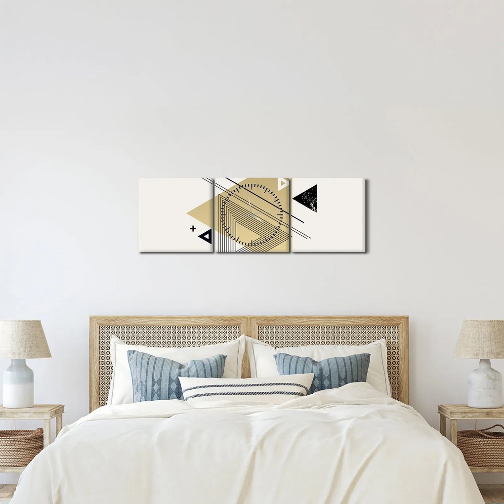 Obraz - Kształty geometryczne N⁰4 (z zegarem) (90x30 cm)