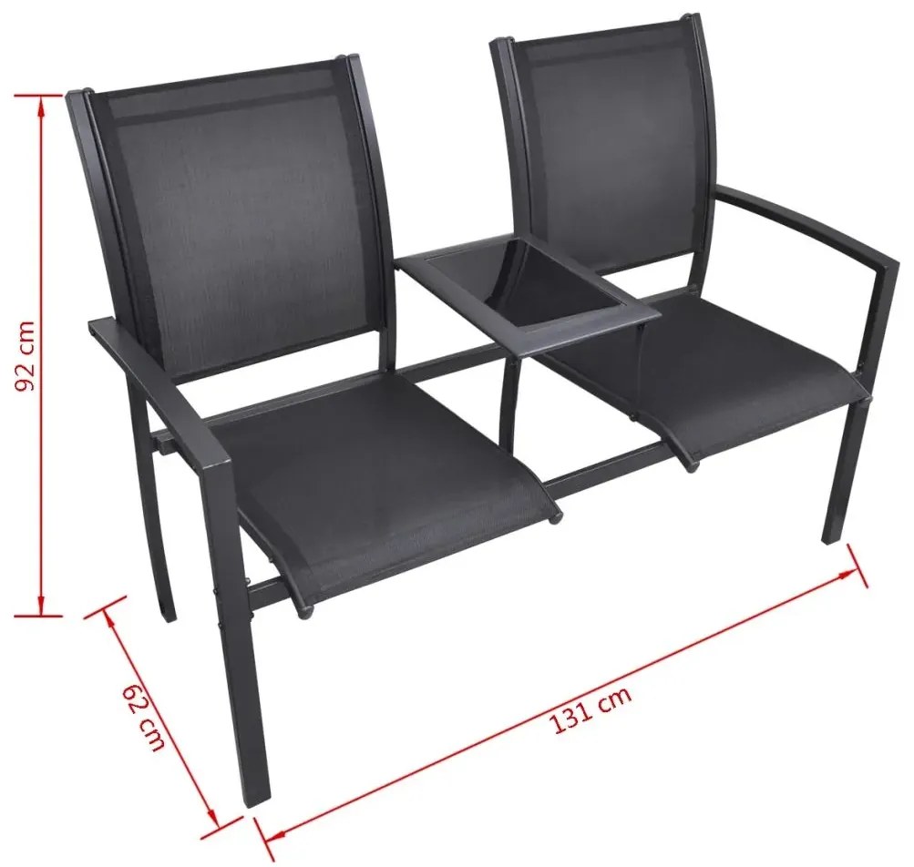 Metalowa ławka ogrodowa- czarna T5-G88