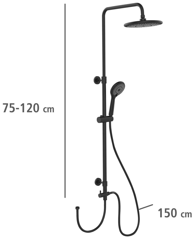 Kolumna prysznicowa z deszczownicą i słuchawką, czarna, 120 cm, WENKO