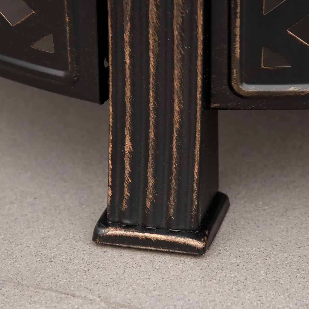 Outsunny Misa Paleniskowa Stalowa z Pogrzebaczem i Osłoną Iskier Idealna na Kemping i Grill Czarna 81x81x50cm | Aosom PL