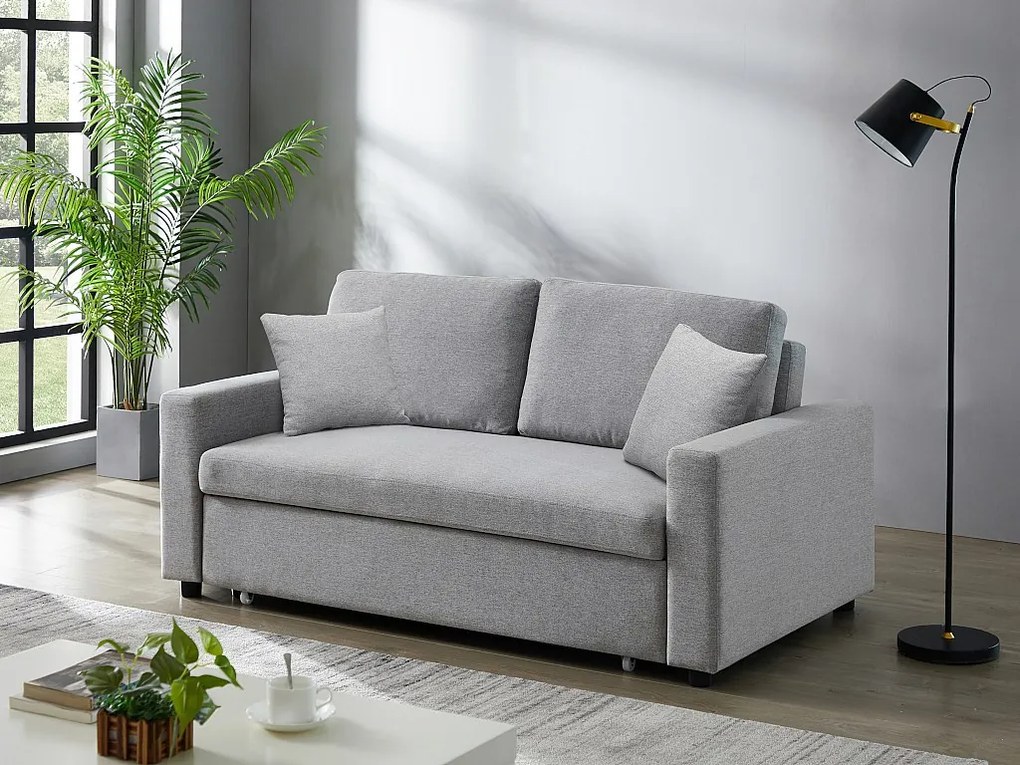 Kanapa 3-osobowa INIZOR z tkaniny, rozkładana – kolor jasnoszary