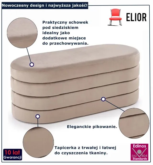Tapiceorwana beżowa pufa ze schowkiem S7-R55