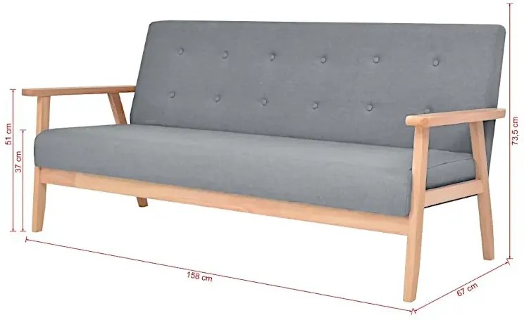 Jasnoszara sofa z pikowanym oparciem - Sybis