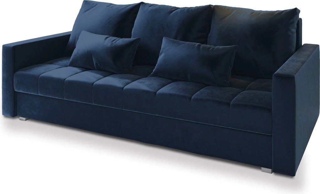 Masseno Sofa SIRO z funkcją spania i pojemnikiem na pościel, Rozkładana sofa - Niebieski, KRONOS 09