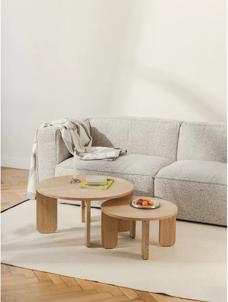 Okrągły stolik z blatem w dekorze dębu w naturalnym kolorze ø 55 cm Kuvu – noo.ma