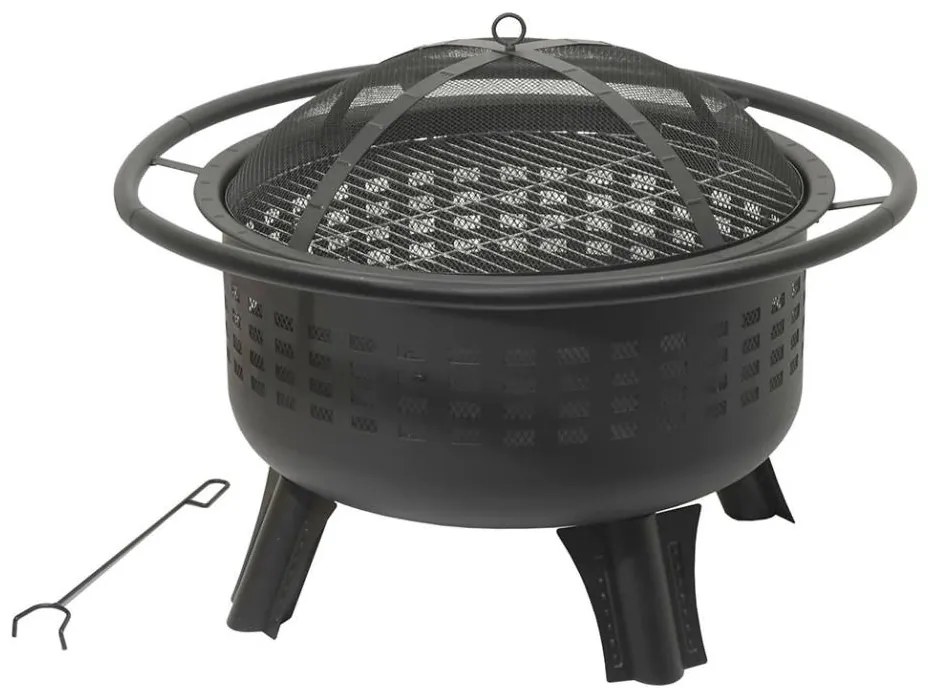 Przenośne ognisko na drewno z rusztem czarny