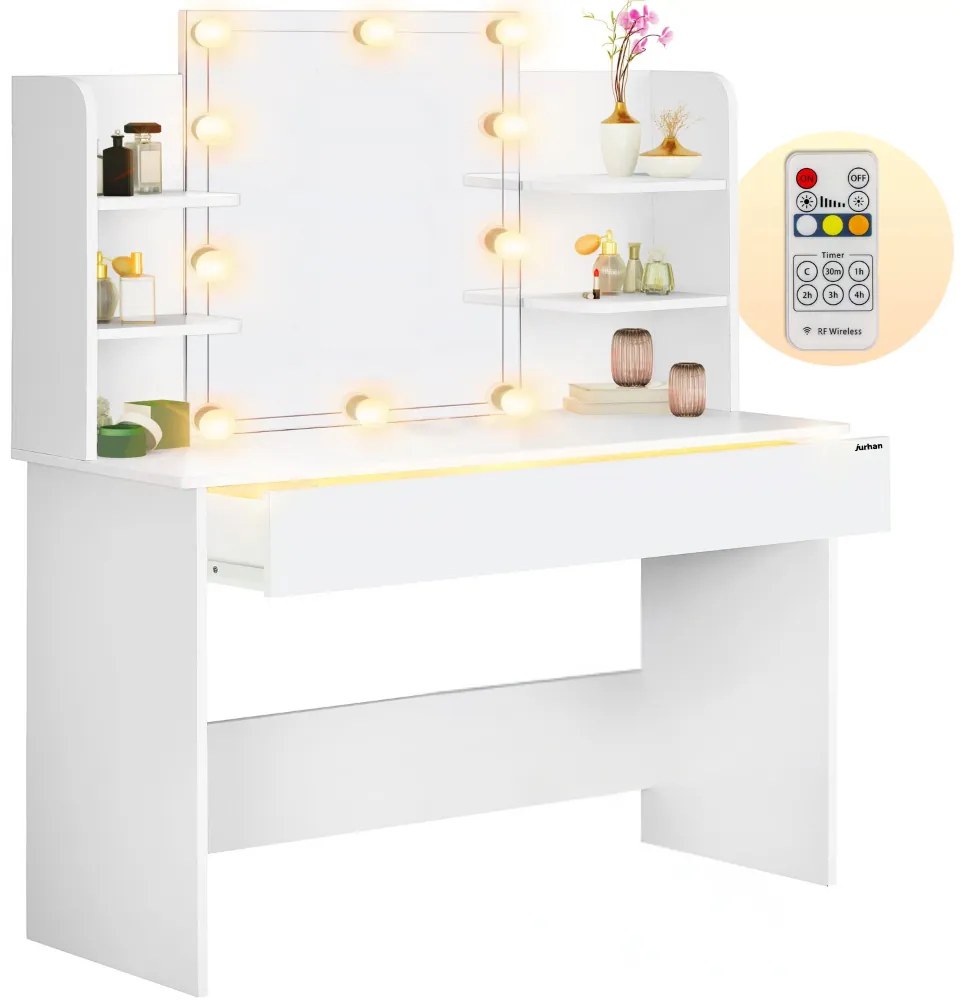 Jurhan Toaletka LUCIA z oświetleniem 108x40x140cm, biała