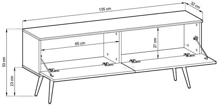 Szafka pod TV beż piaskowy + złoty P8-F58