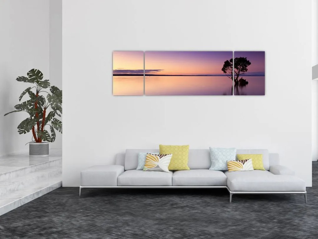 Obraz powierzchni wody o wschodzie słońca (170x50 cm)