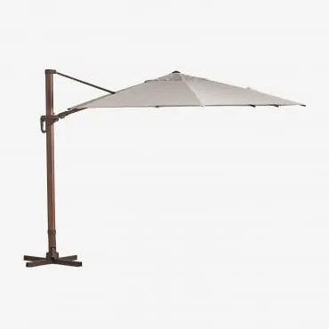 Parasol 290 Cm Z Tkaniny I Aluminium Cannes Beżowy Nude – Ciemne Drewno - Sklum