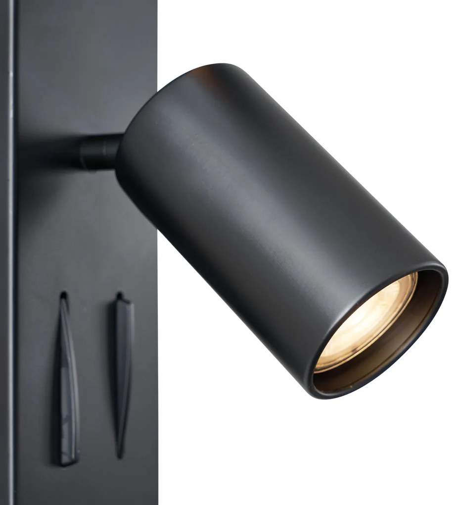 Nowoczesny Kinkiet / Lampa scienna czarny 2-punktowy z możliwością przechylania i portem USB-C - Lesly Nowoczesny Oswietlenie wewnetrzne