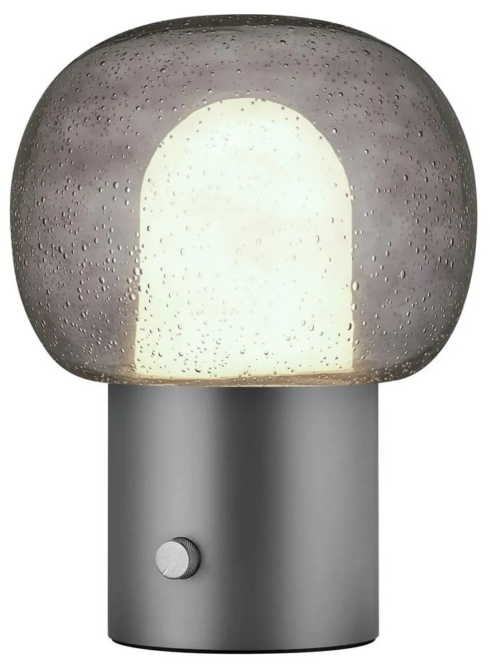 Antracytowa aluminiowa lampa stołowa LED ze szklanym kloszem (wysokość 32 cm) Iris – Blomus