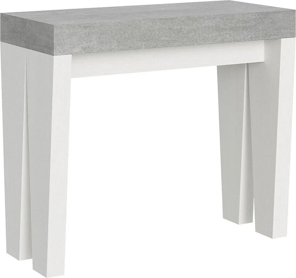 Konsola rozkładana 90x40/196 cm Spimbo Mix Small Blat Cementu - Struktura Frassino biała