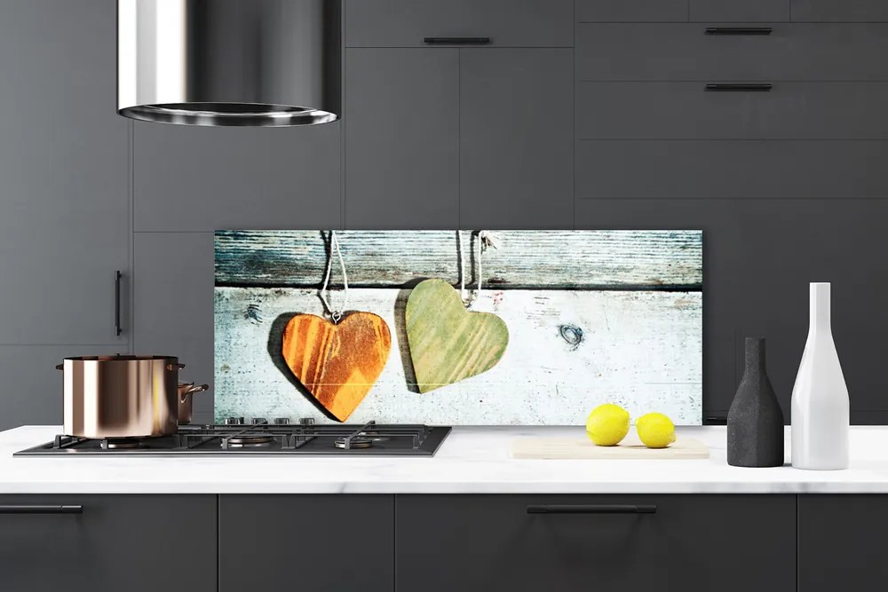 Panel Kuchenny Symbol Serca na Drewnie