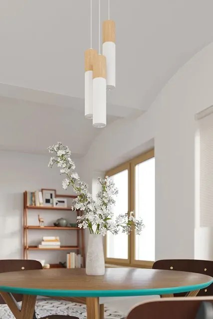 Biała potrójna lampa wisząca tuba - 5X S169 M7-L80