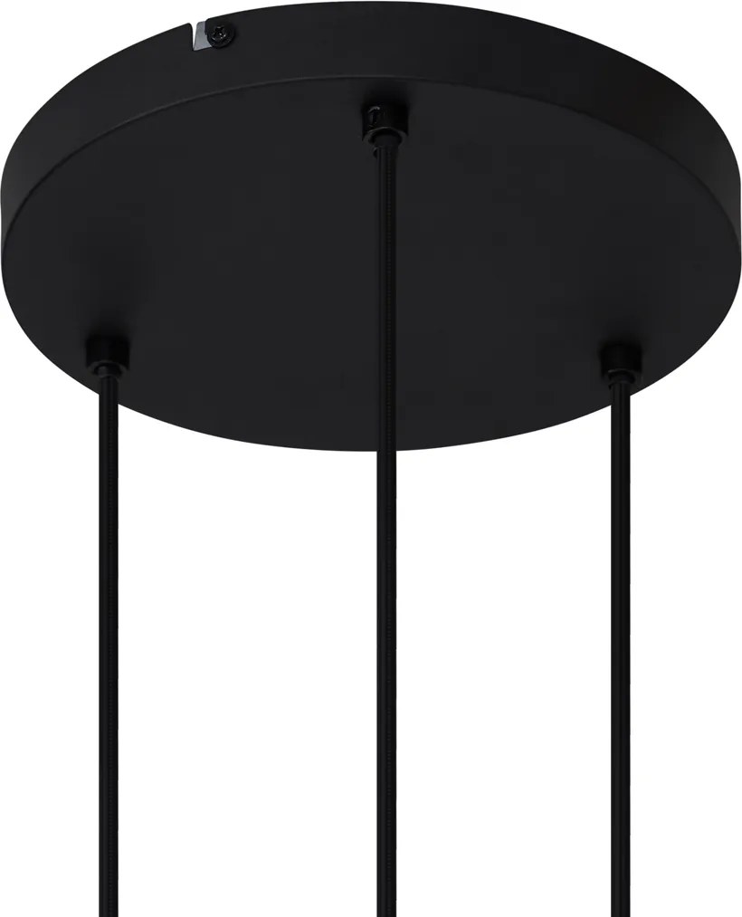 Nowoczesna lampa wisząca czarna z dymionym szkłem, 3-punktowa - Dame