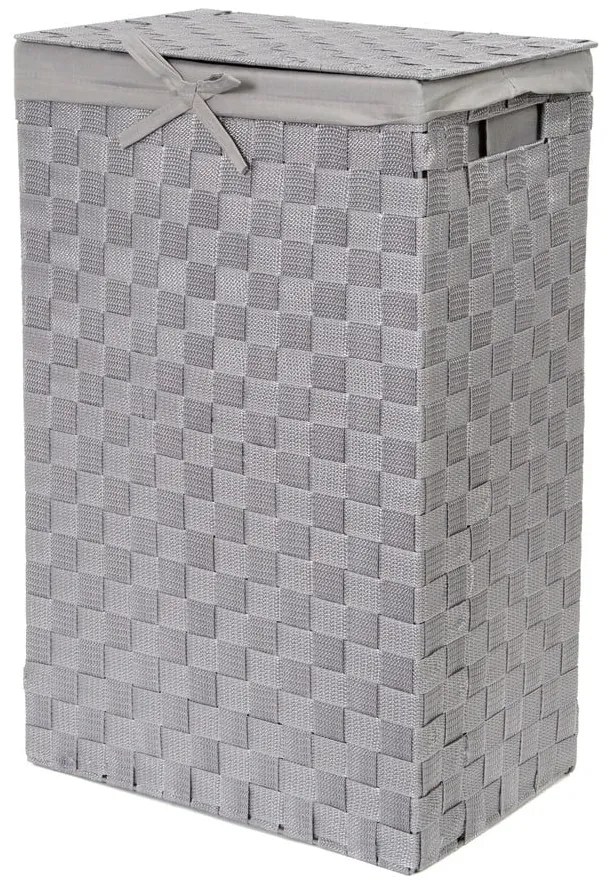 Szary kosz na pranie z pokrywką Compactor Laundry Basket Linen, wys. 60 cm
