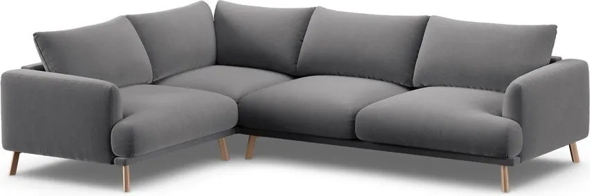 Szary aksamitny narożnik (lewostronny/w kształcie litery L) Naomi – Micadoni