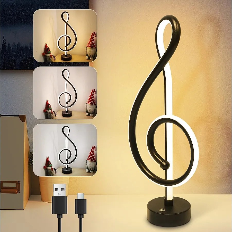 NETTLIFE Lampa stołowa LED Bezprzewodowa, dotykowa, ściemnialna, czarna, z ładowaniem przez USB, z możliwością ściemniania dotykowego