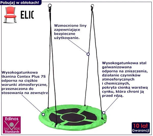 Zielona okrągła huśtawka bocianie gniazdo 100 cm H6-N86
