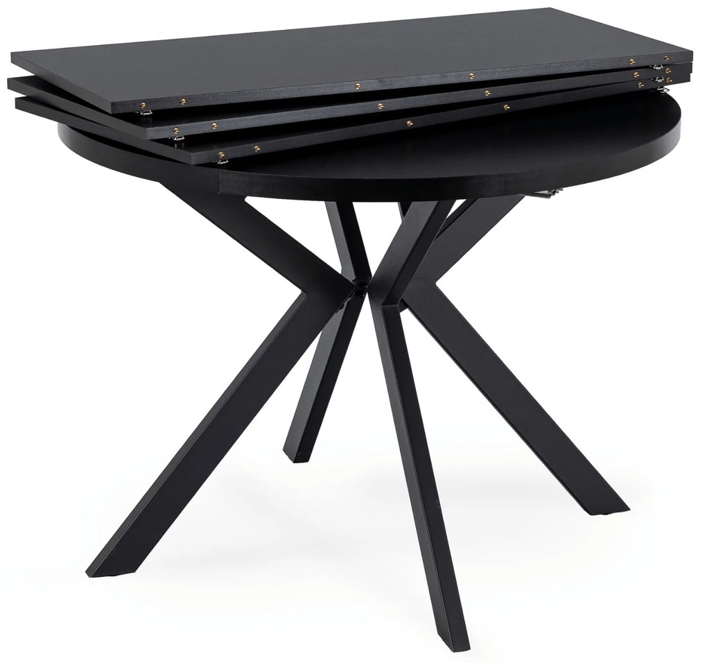 Stół Okrągły Rozkładany LUKAS 100-250 cm Czarny Nowoczesny Loft