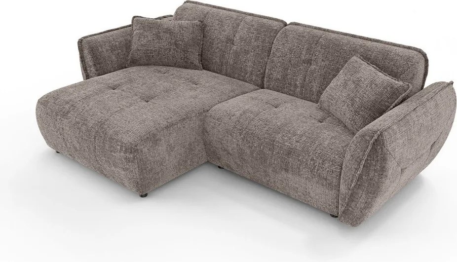 Szarobrązowy narożnik z tkaniny szenilowej (lewostronny/z szezlongiem) Nelia – Ropez