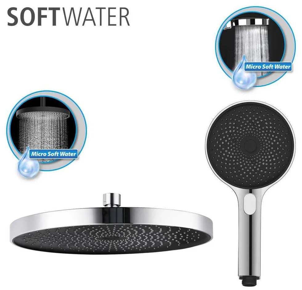 Zestaw prysznicowy z deszczownicą, z funkcją Softwater, WENKO