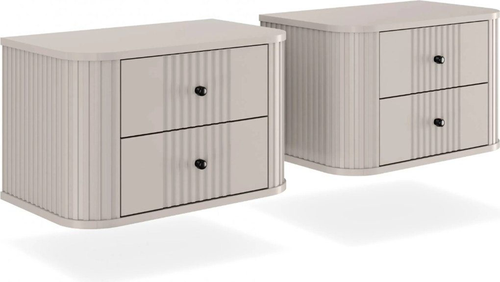 Zestaw szafek nocnych wiszących Vesper 56 cm - kaszmir / czarne uchwyty