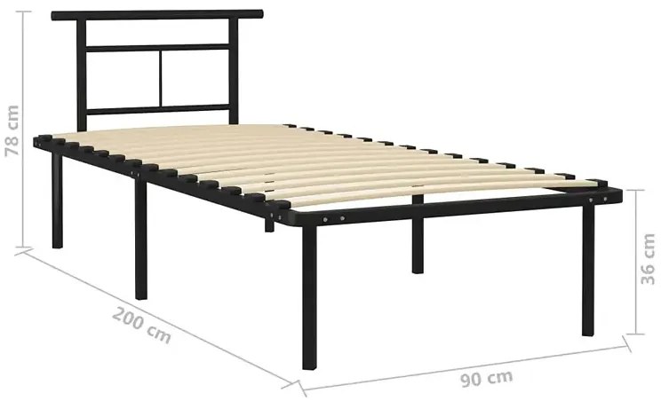 Czarne metalowe łóżko loftowe 100x200 cm - Nikel