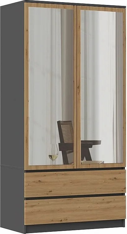 Szafa Malwa SS-90L | Antracyt/Dąb Artisan || 90x50x180 | Szafa, Lustra, 2 Szuflady