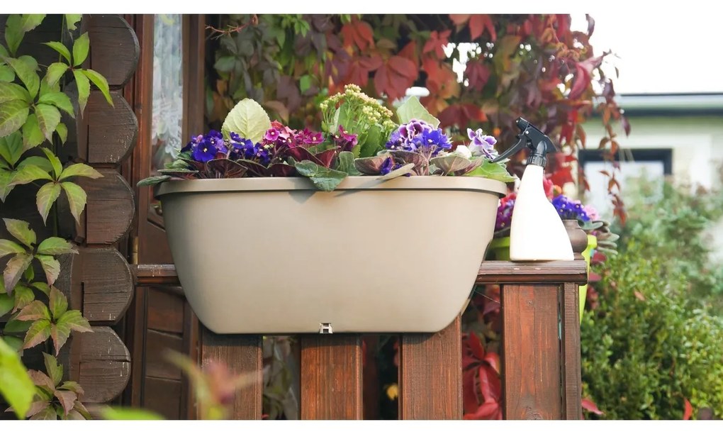 Gardenico Doniczka balkonowa na poręcz Balconia OVI brązowy, śr. 60 cm, śred. 60 cm