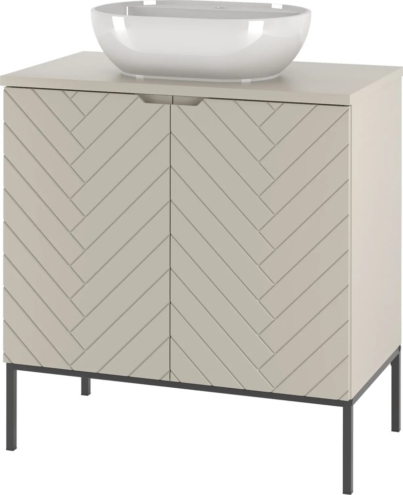 Szafka z umywalką nablatową Aspen 08, cashmere/czarny, 80 cm - zestaw 2