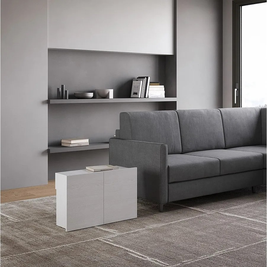 Lawka dolna rozkładana 26x72/300 cm Evolve Frassino biała wewnętrzne przedłużenia