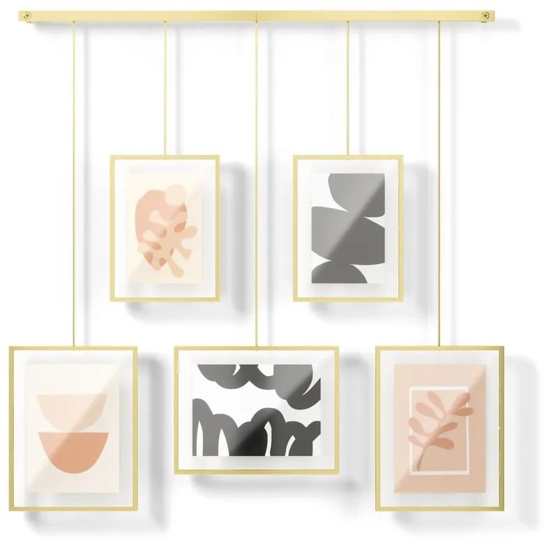 Metalowe ramki ścienne w kolorze złota zestaw 5 szt. 66x69 cm Exhibit – Umbra